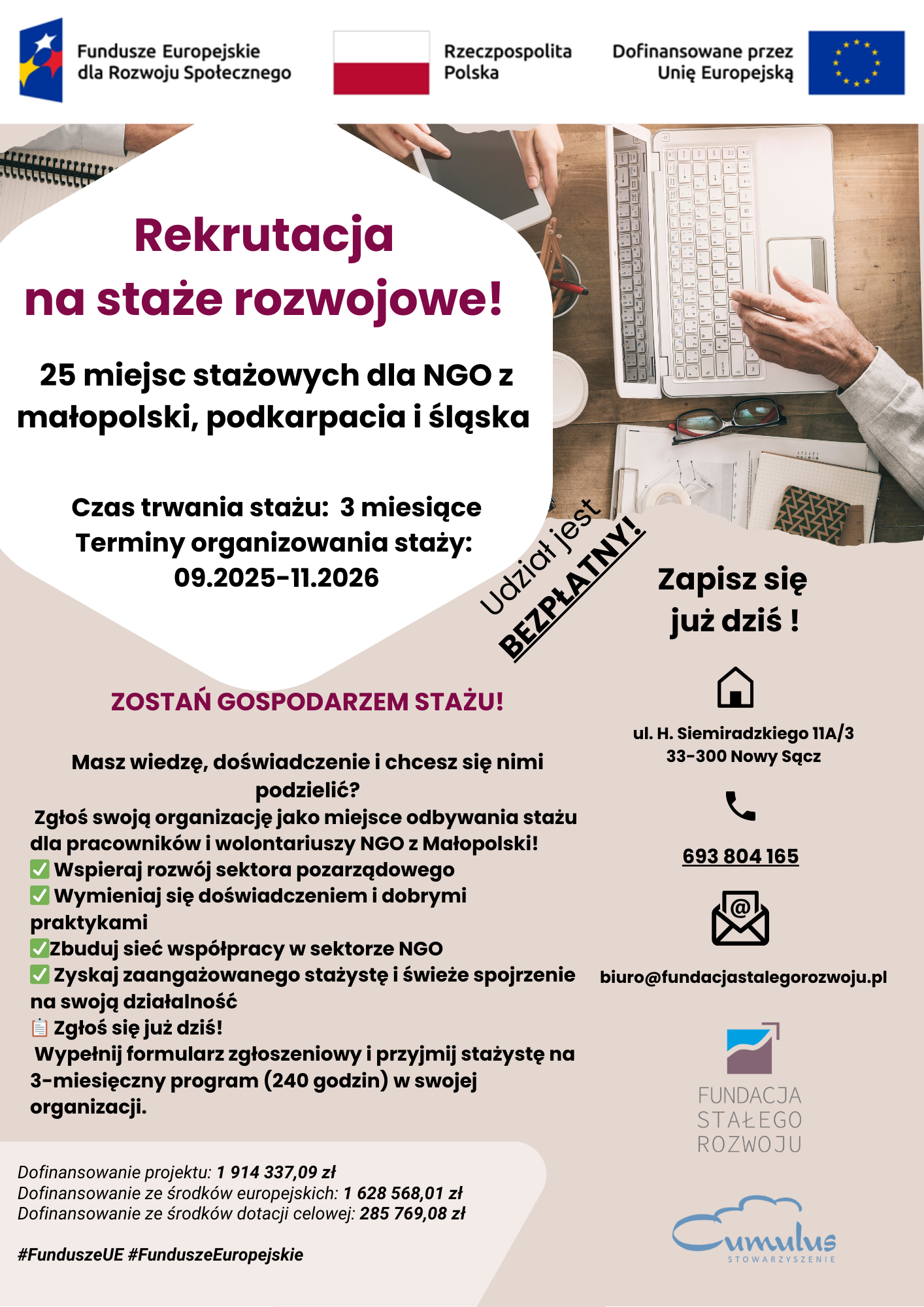 WSPARCIE W RESTARCIE OSTATNIE MIEJSCA NA STAŻE ROZWOJOWE 